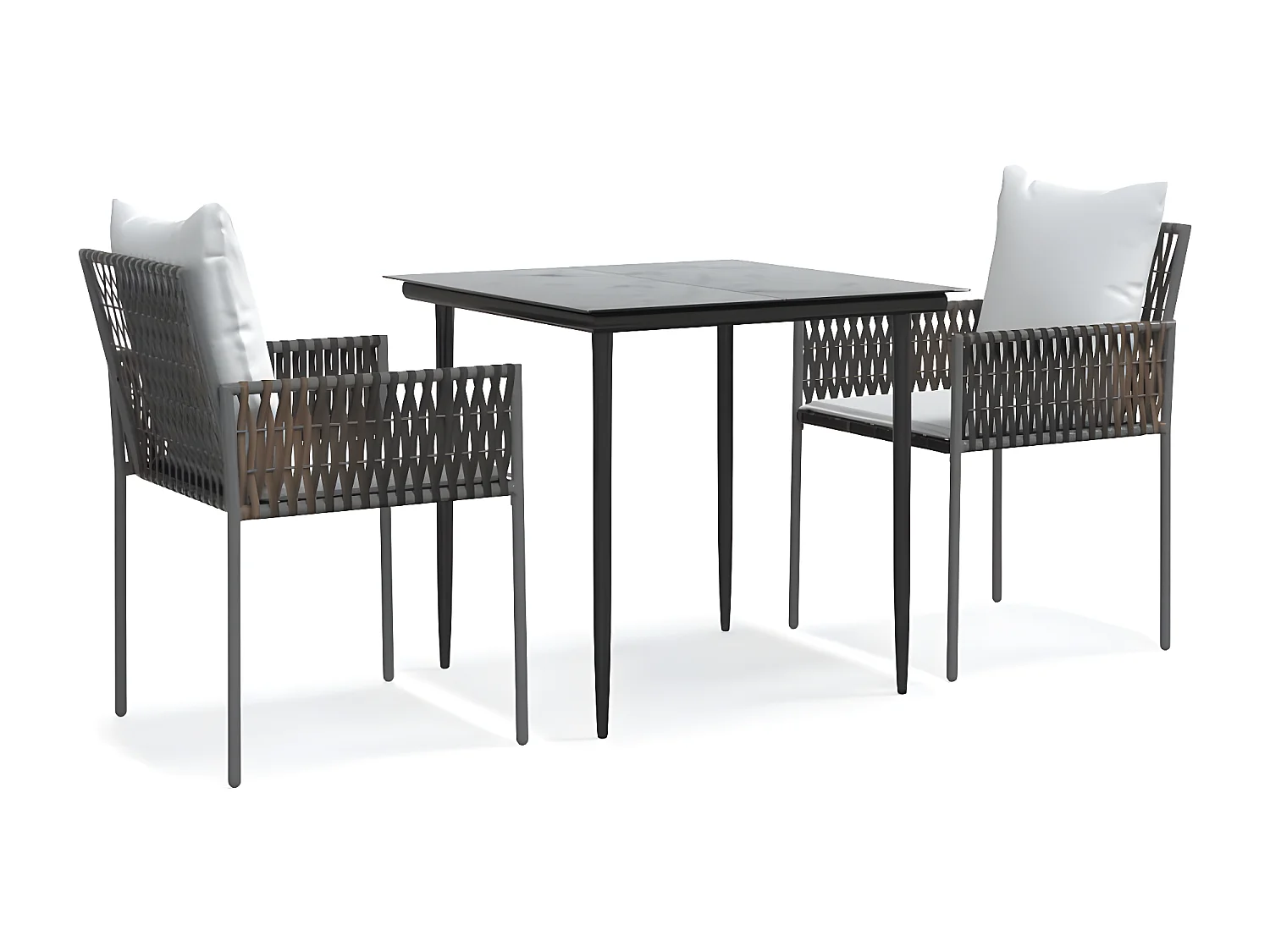 Ensemble à manger de jardin 3 pcs coussins résine tressée acier BE60402