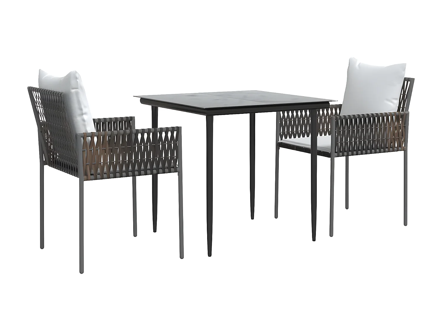 Ensemble à manger de jardin 3 pcs coussins résine tressée acier BE60402