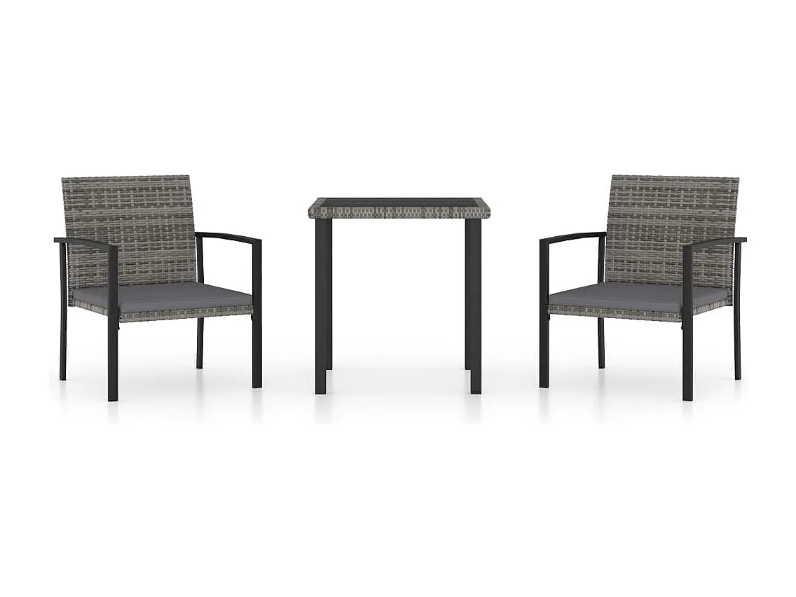 Ensemble de salle à manger de jardin 3 pcs Résine tressée Gris BE32224