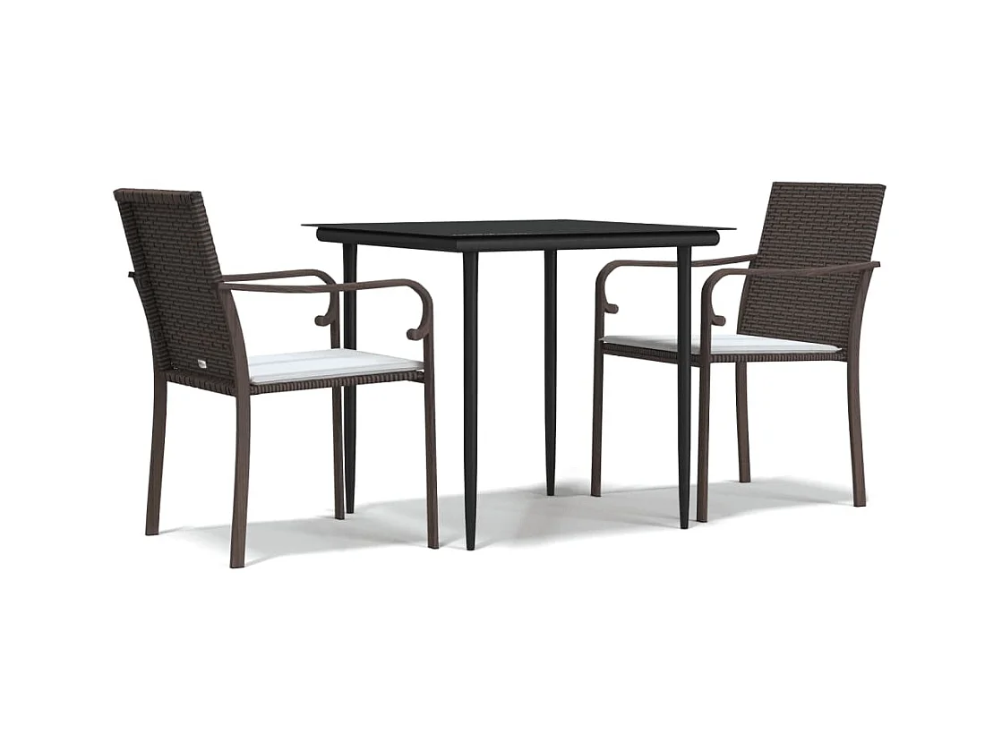 Comedor de jardín 3 piezas y cojines ratán sintético y acero YOE16240