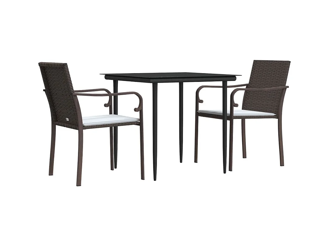Comedor de jardín 3 piezas y cojines ratán sintético y acero YOE16240