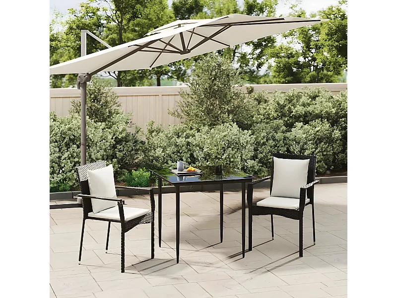Ensemble à manger de jardin avec coussins 3 pcs Noir BE80536