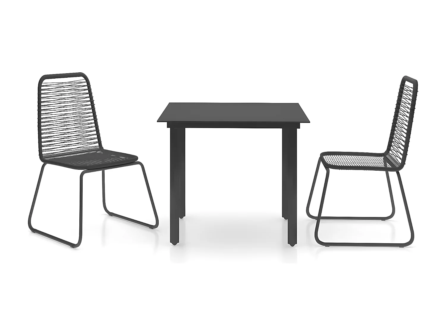 Ensemble à dîner de jardin 3 pcs Rotin PVC Noir BE40291