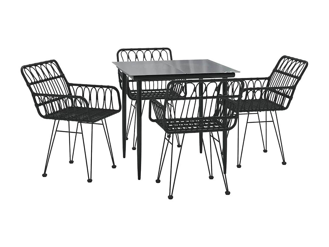 Ensemble à manger de jardin 5 pcs Noir Résine tressée BE73764