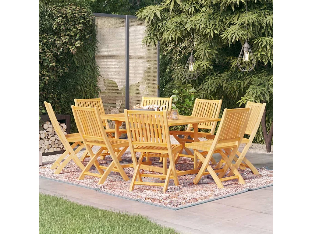 Ensemble de salle à manger de jardin 9 pcs Bois de teck massif GFDF37910