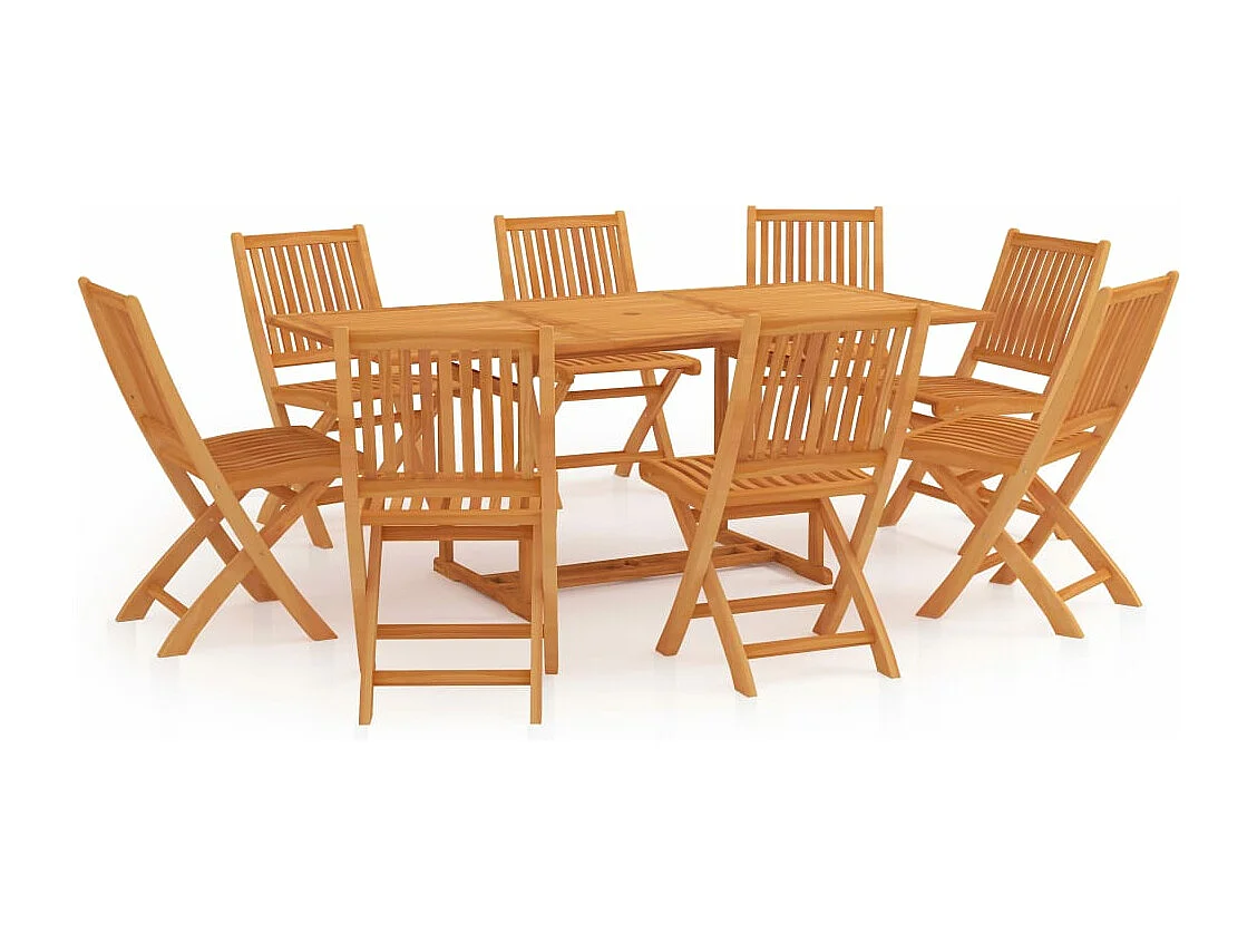 Ensemble de salle à manger de jardin 9 pcs Bois de teck massif GFDF37910