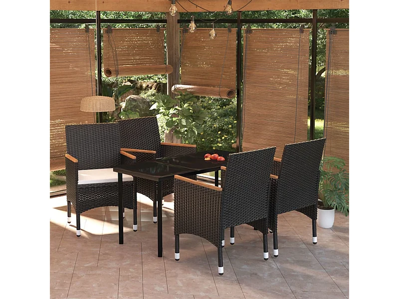 Ensemble à manger de jardin avec coussins 5 pcs Noir BE65841