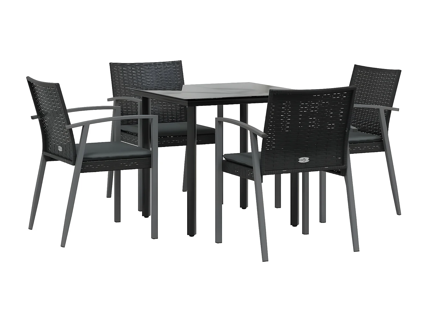 Comedor de jardín 5 piezas y cojines ratán sintético y acero YOE21323