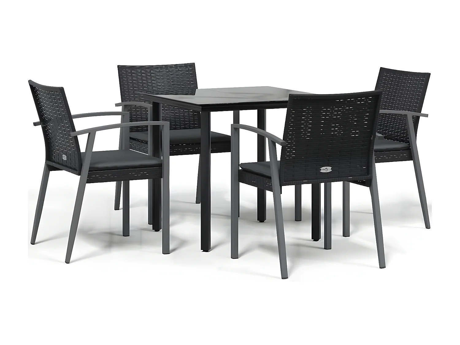 Comedor de jardín 5 piezas y cojines ratán sintético y acero YOE21323