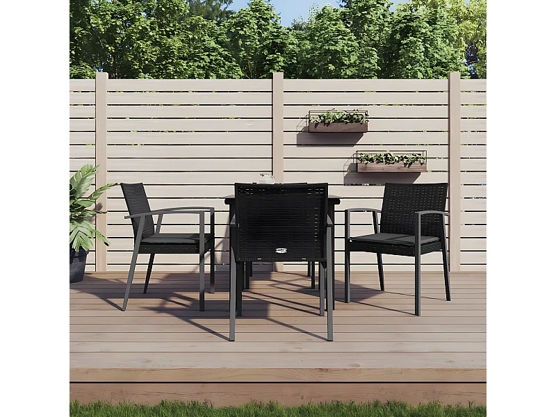 5 pcs conjunto de jantar p/ jardim c/ almofadões vime PE e aço PT655889