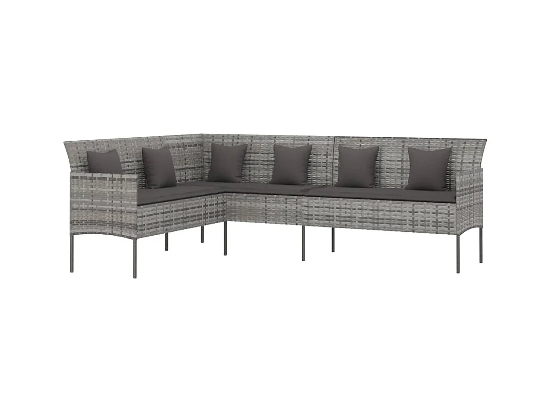 2-tlg. Garten-Essgruppe,Gartensitzgruppe mit Kissen Grau Poly Rattan -gkd34519