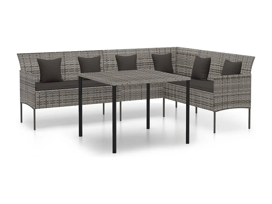 Ensemble à manger de jardin et coussins 2 pcs gris rotin BE50512