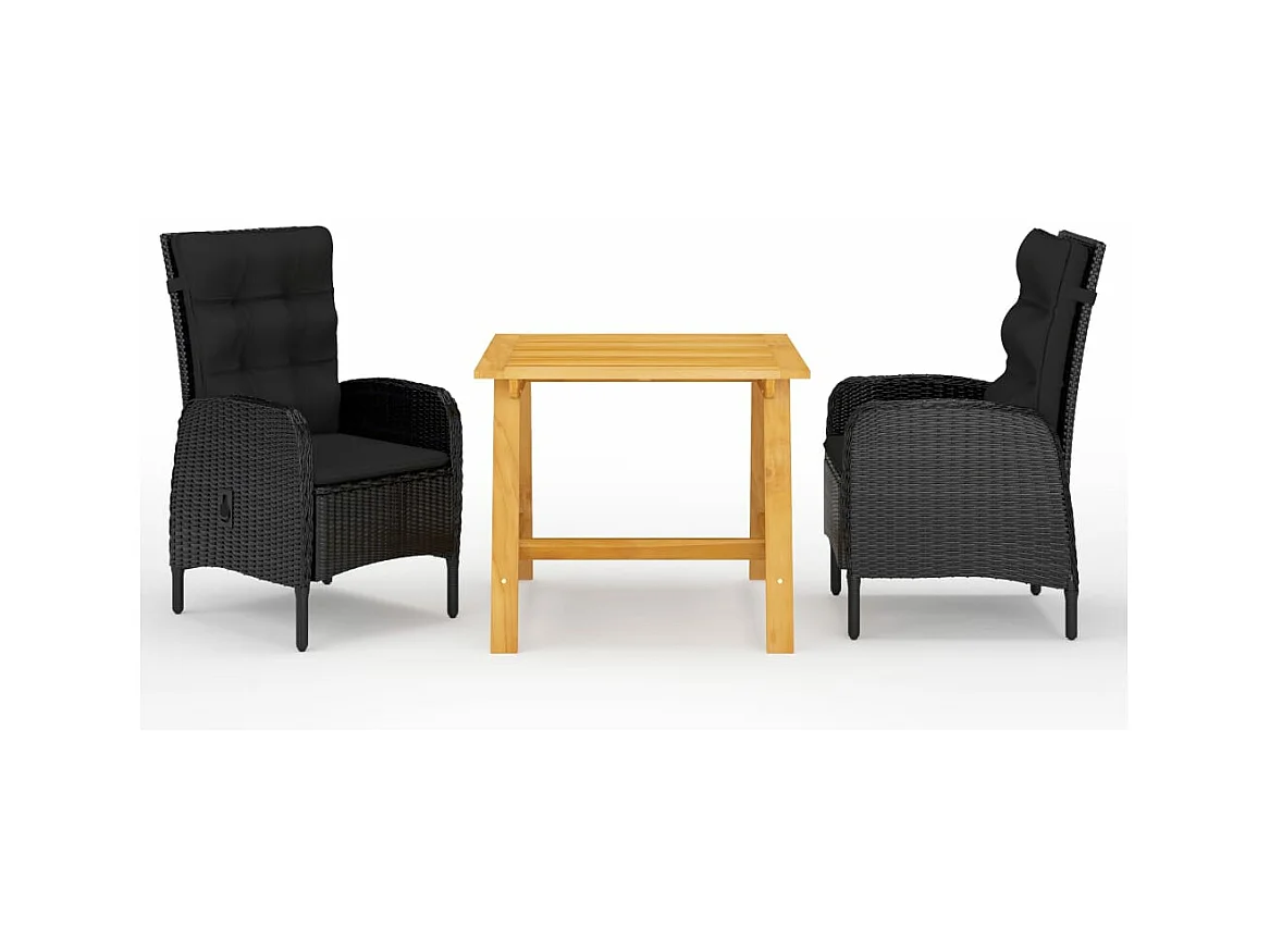 Ensemble de salle à manger de jardin 3 pcs Noir BE10901