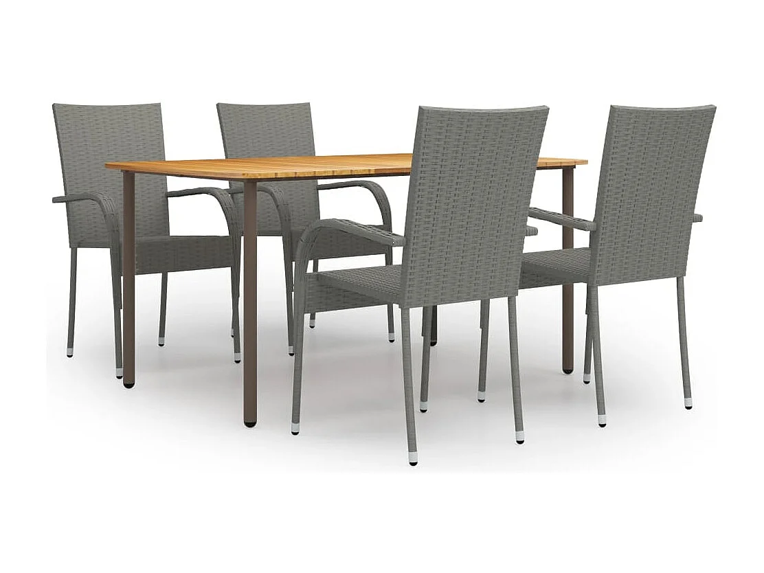 5-tlg. Garten-Essgruppe,Gartensitzgruppe Poly Rattan Grau -gkd39766