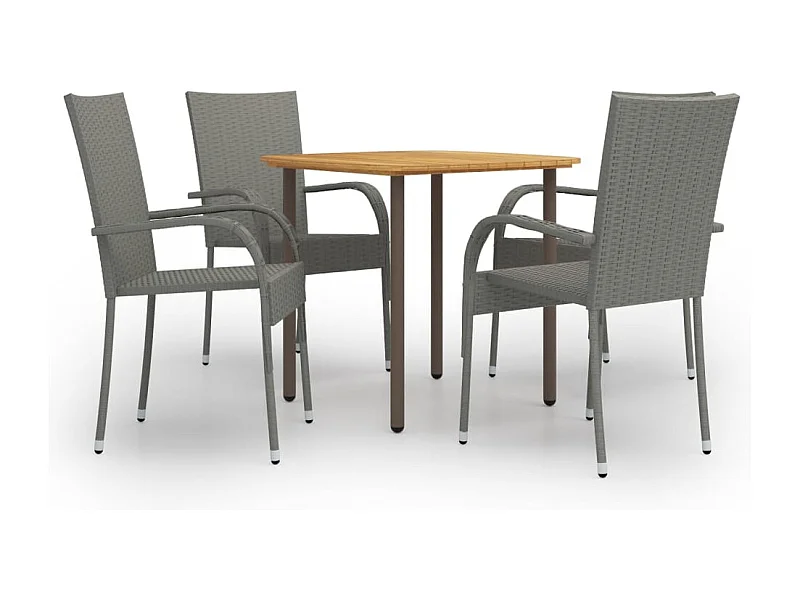 Set de muebles de comedor de jardín 5 piezas ratán PE gris YOE94736