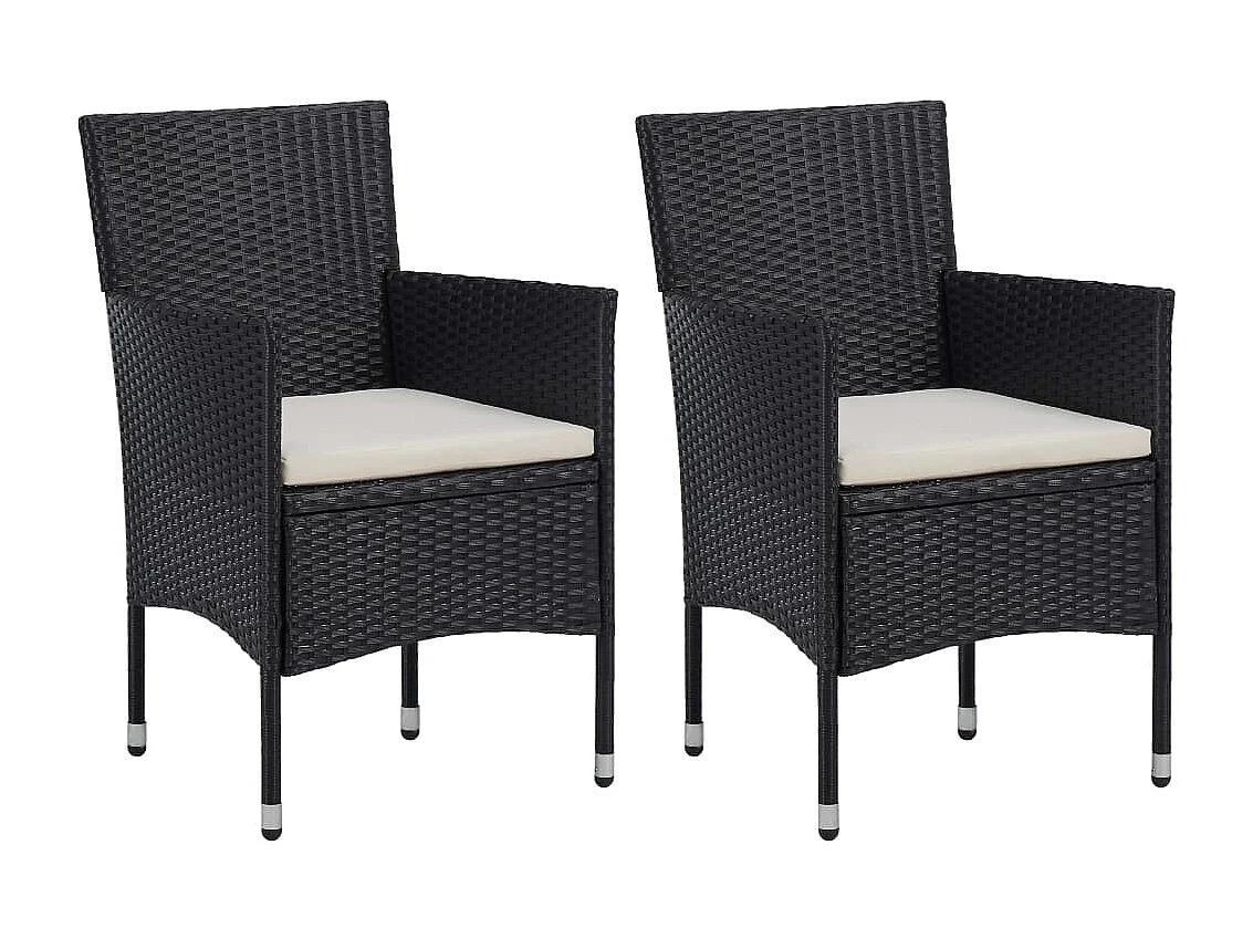 Ensemble à dîner de jardin 3 pcs Noir Résine tressée et verre BE27775