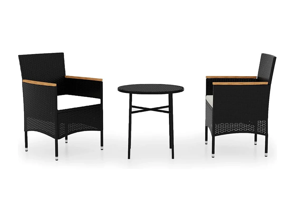 3-delige Tuinset poly rattan zwart NL965158