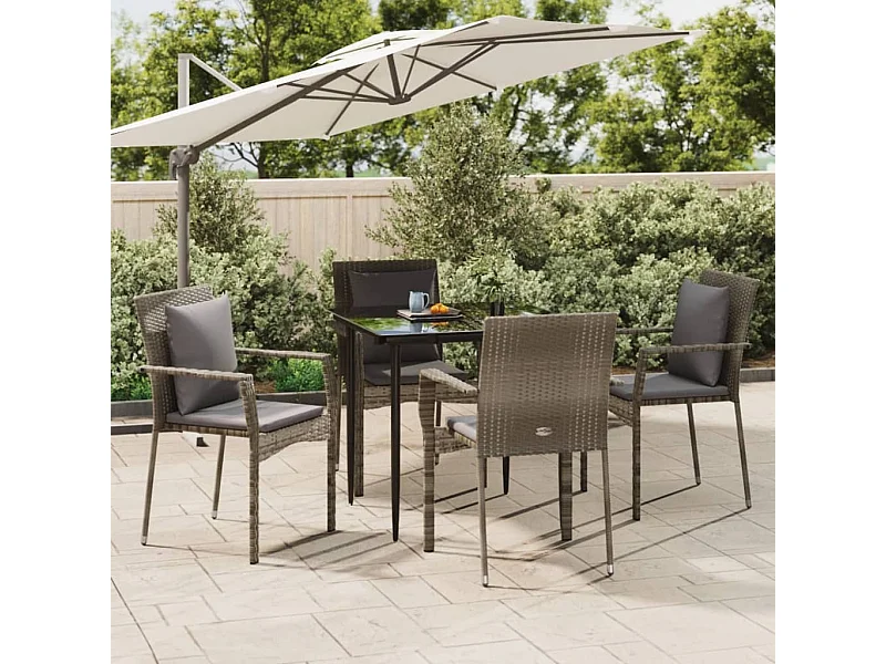 Ensemble à manger de jardin coussins 5 pcs noir et gris BE91322