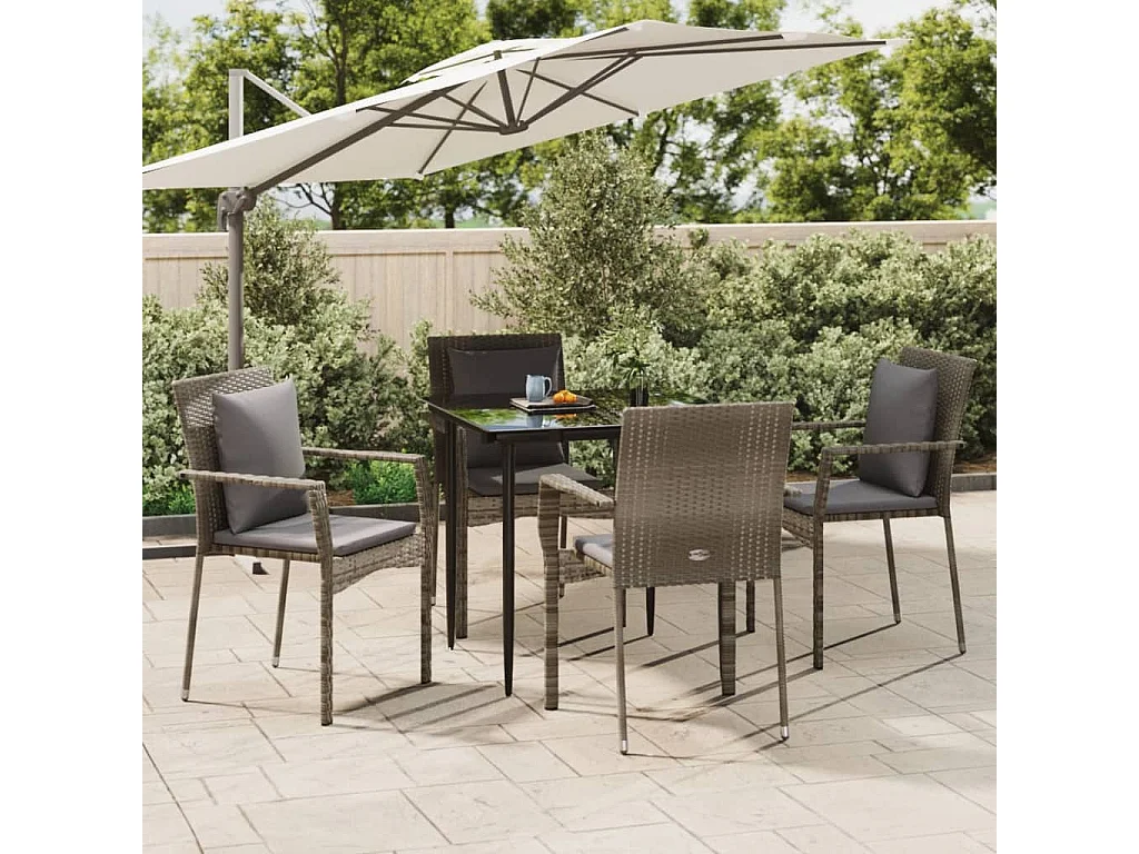 Ensemble à manger de jardin coussins 5 pcs noir et gris BE91322