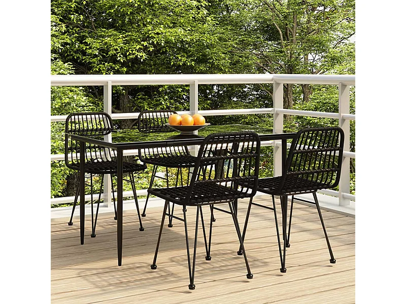 5-tlg. Garten-Essgruppe,Gartensitzgruppe Schwarz Poly Rattan -gkd74576