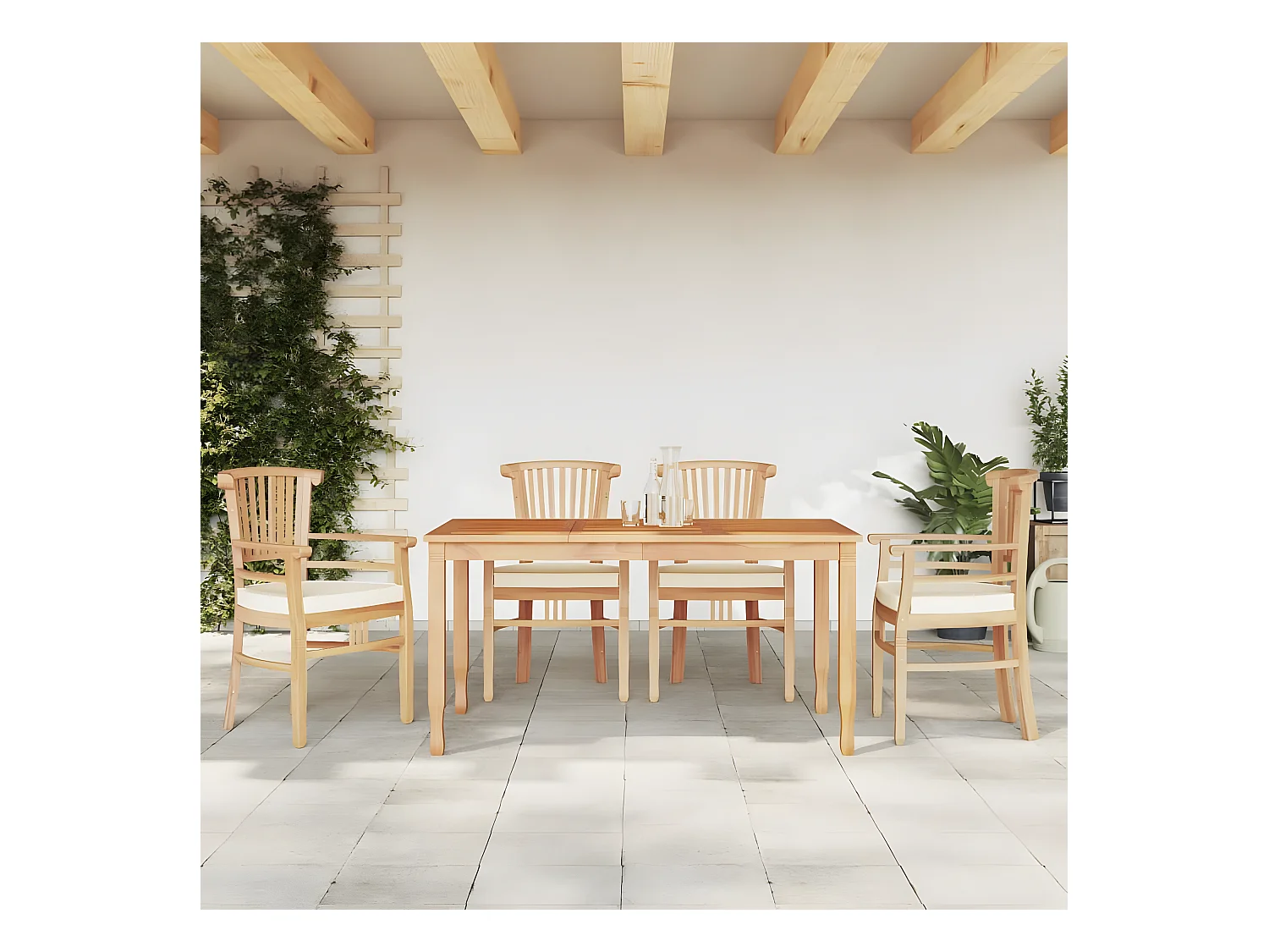 Ensemble à manger de jardin 5 pcs Bois de teck massif BE12468