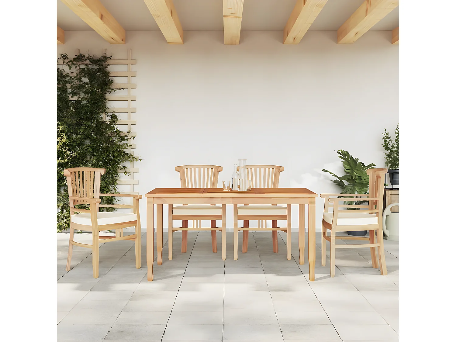 Ensemble à manger de jardin 5 pcs Bois de teck massif BE12468