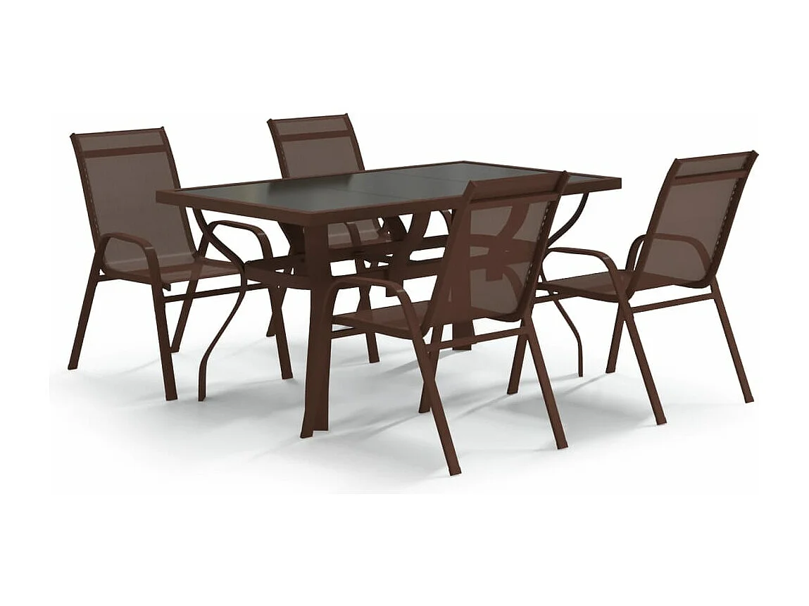 Comedor de jardín 5 piezas con cojines marrón y negro YOE68055