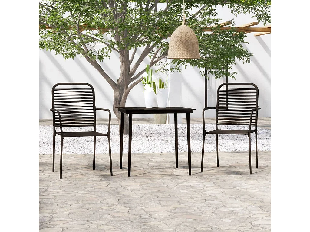 3 pcs conjunto de jantar para jardim preto PT527889