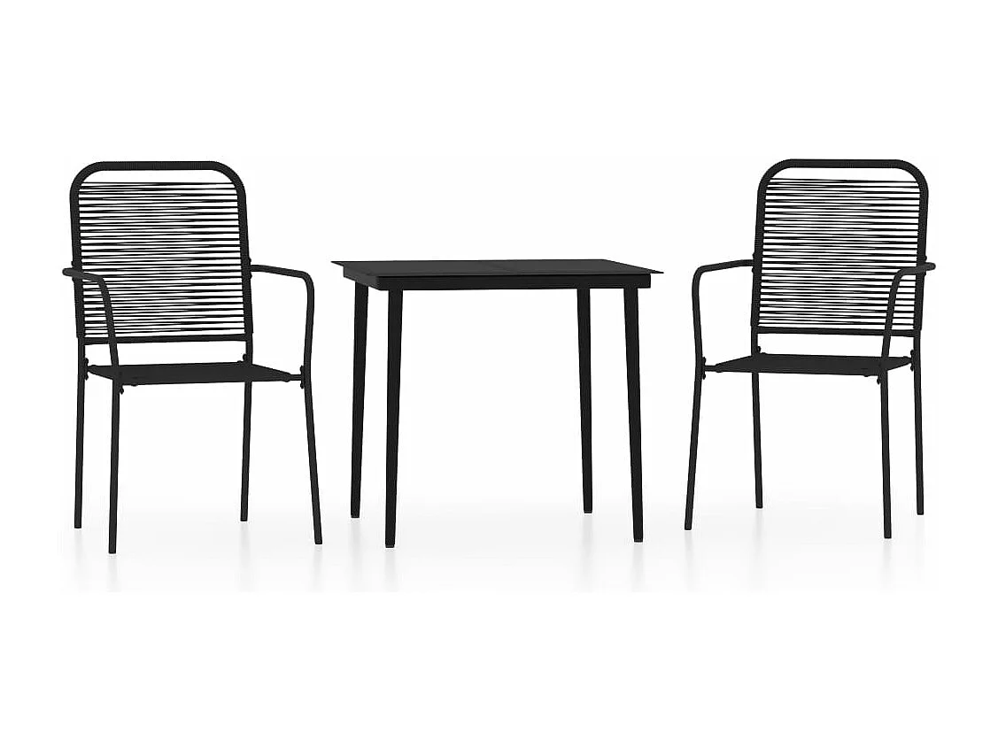 3 pcs conjunto de jantar para jardim preto PT527889