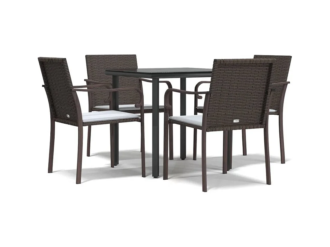 Comedor de jardín 5 piezas y cojines ratán sintético y acero YOE58815