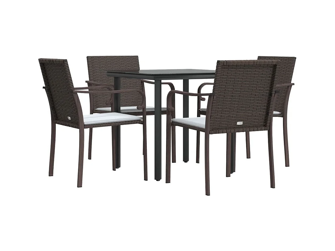 Comedor de jardín 5 piezas y cojines ratán sintético y acero YOE58815