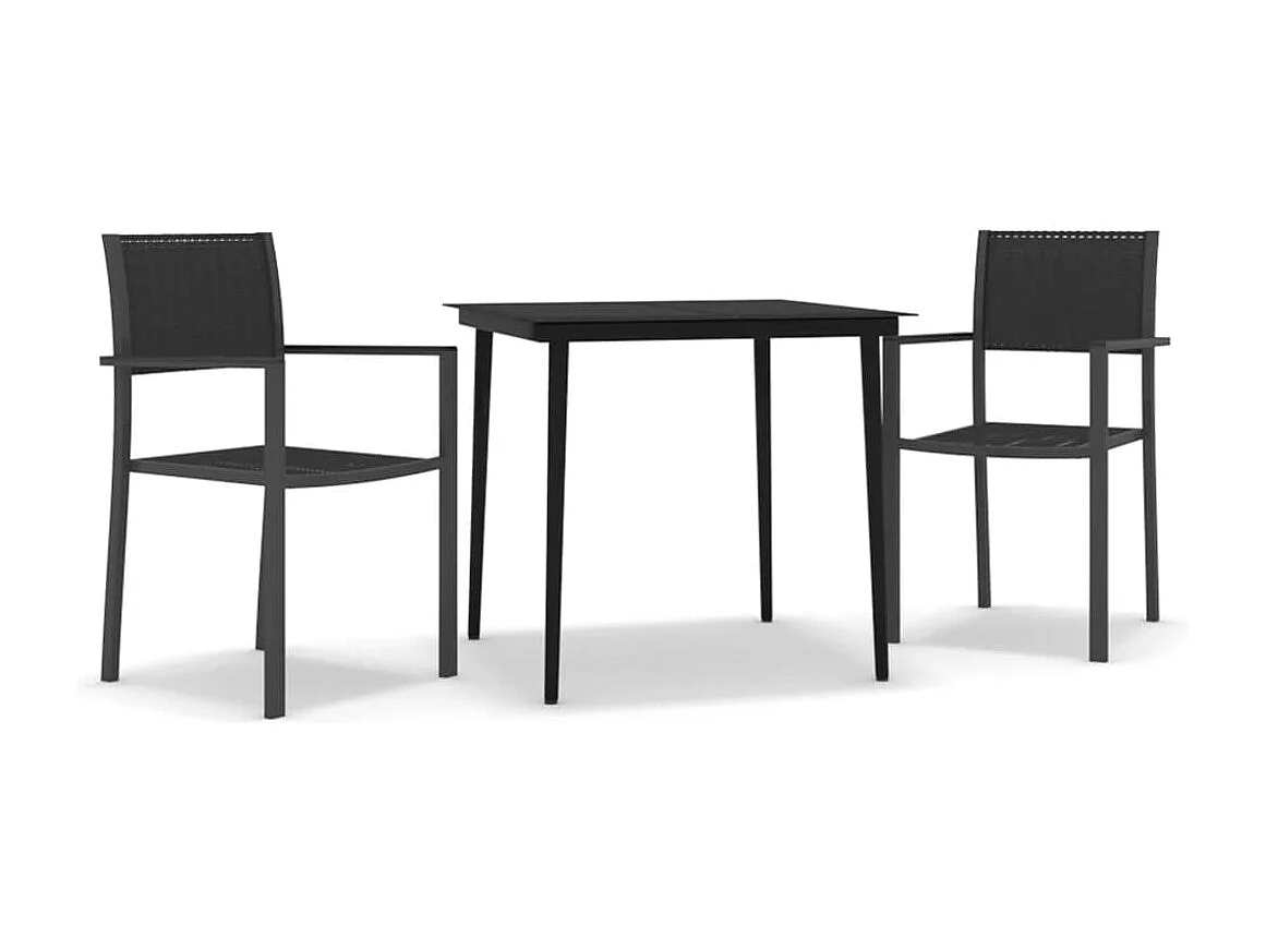 Ensemble de salle à manger de jardin 3 pcs Noir BE33566
