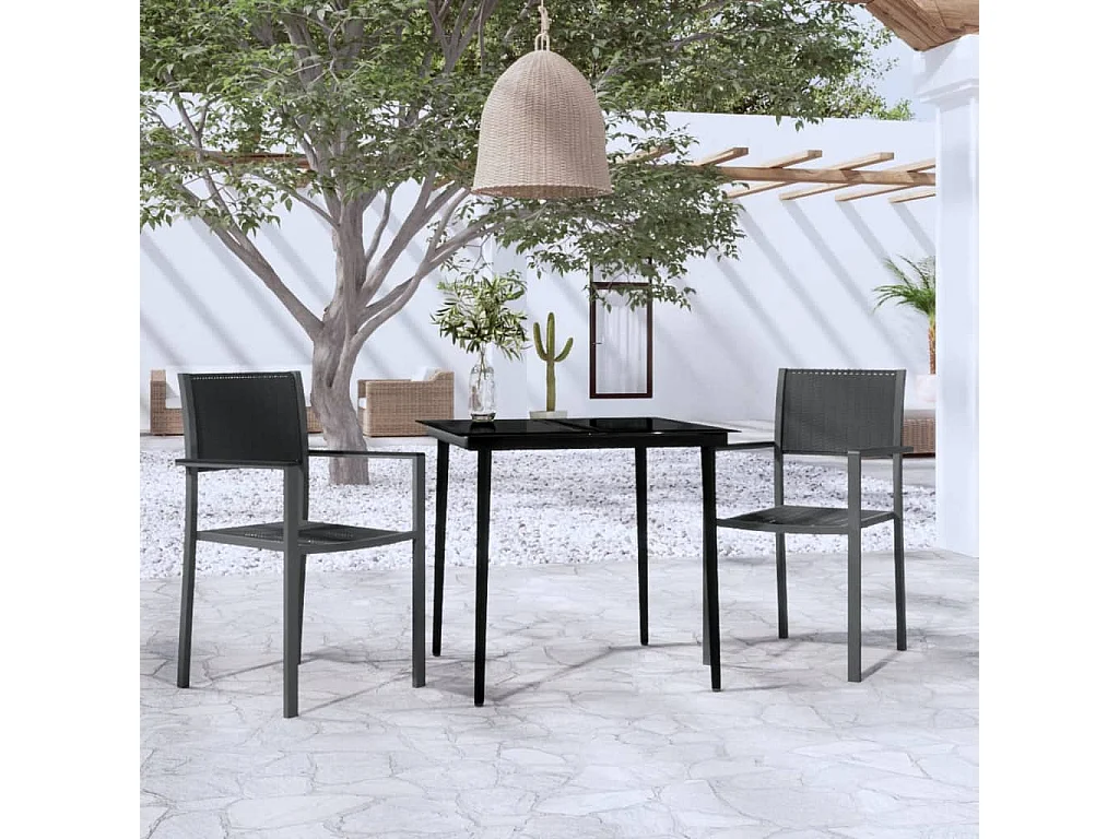 Ensemble de salle à manger de jardin 3 pcs Noir BE33566