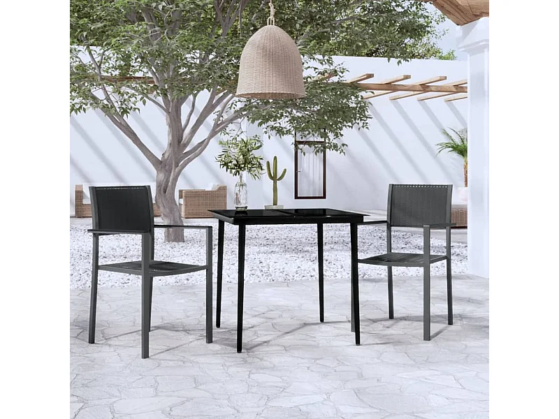 Ensemble de salle à manger de jardin 3 pcs Noir BE33566