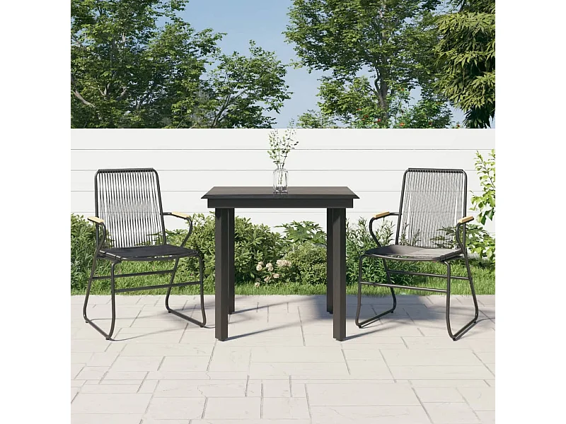 Comedor de jardín 3 piezas ratán PVC negro YOE68174