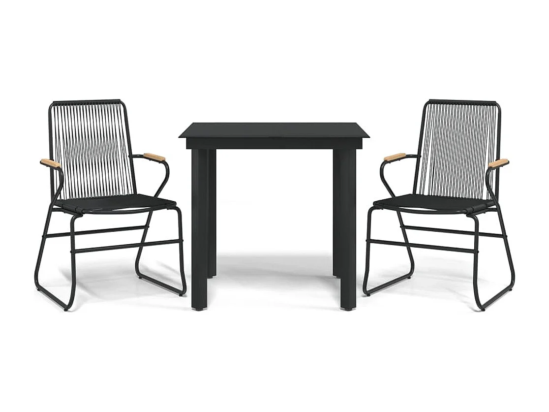 Ensemble à manger de jardin 3 pcs noir rotin PVC BE64839