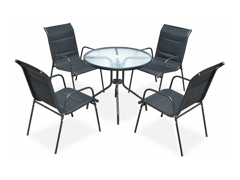 Salle à manger de jardin 5 pcs Acier Noir GFDF94539