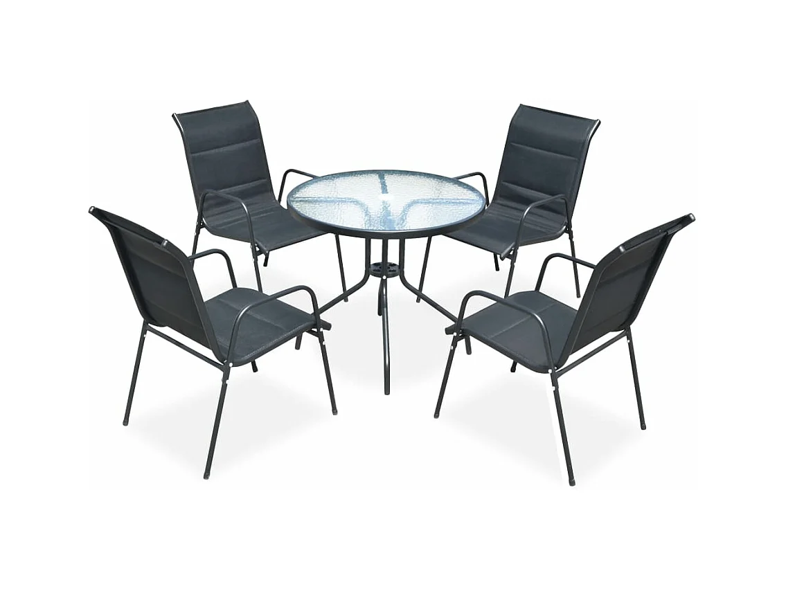 Salle à manger de jardin 5 pcs Acier Noir GFDF94539