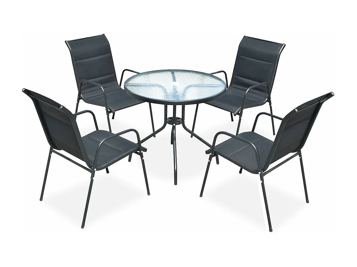 Salle à manger de jardin 5 pcs Acier Noir GFDF94539