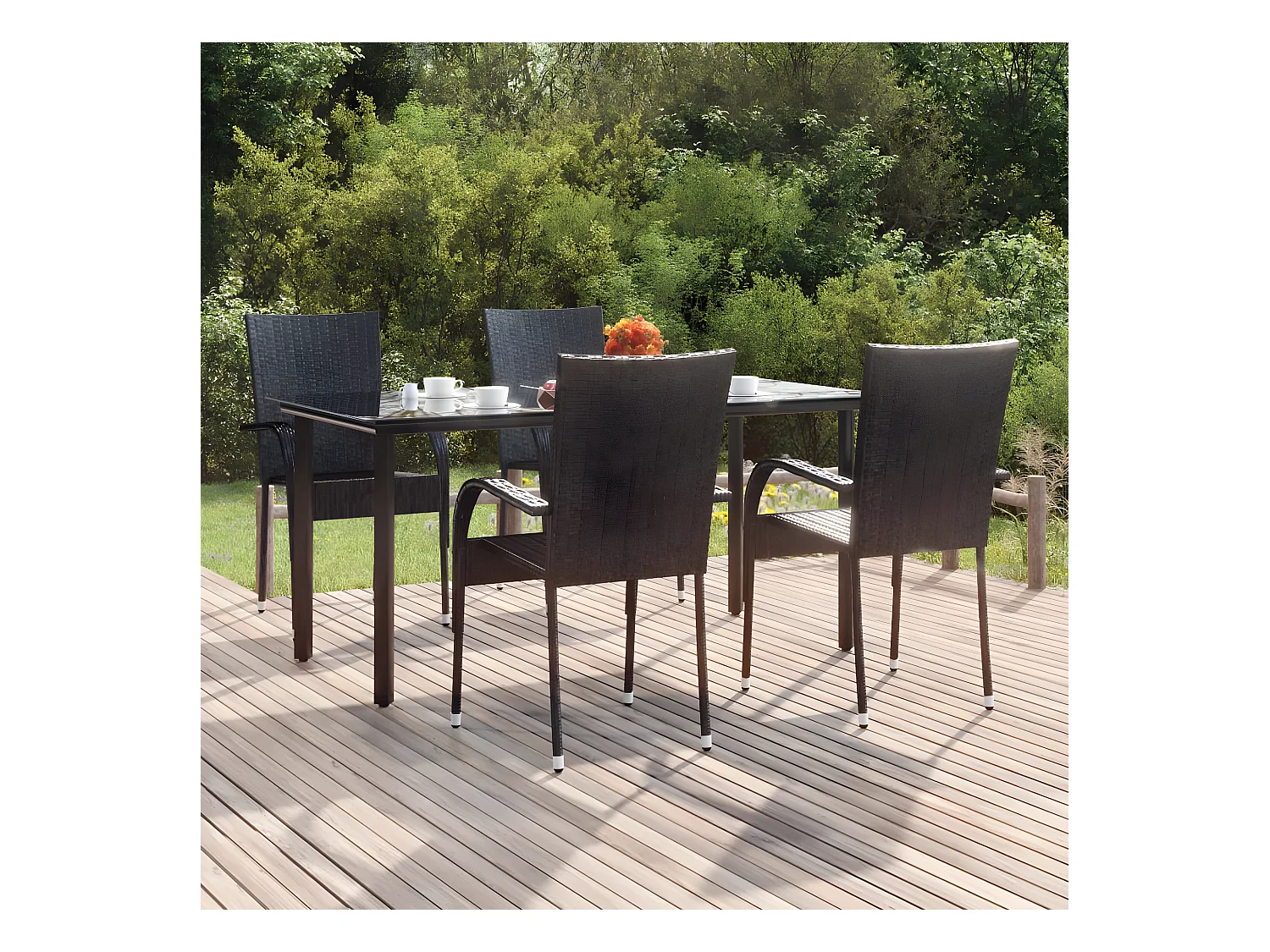5-delige Tuinset poly rattan zwart NL442389