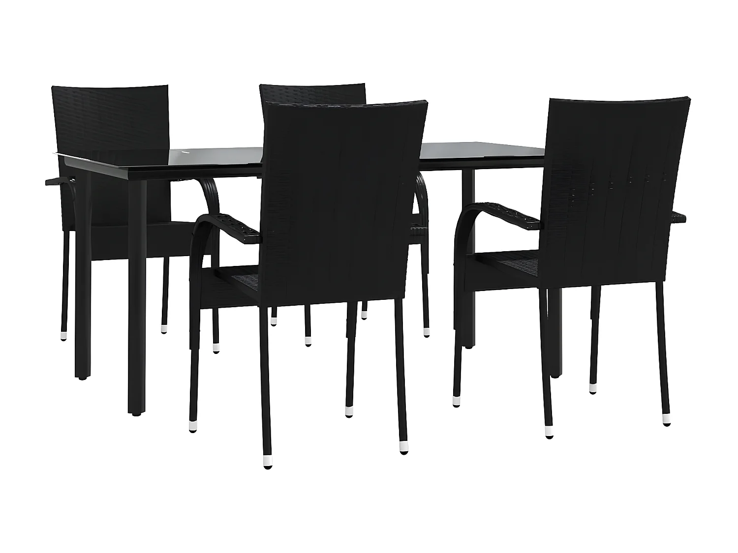 Ensemble à manger de jardin 5 pcs Noir Résine tressée BE67699