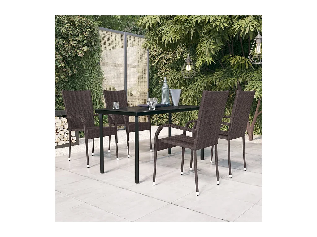 Ensemble de salle à manger d'extérieur 5 pcs Marron et noir BE52428