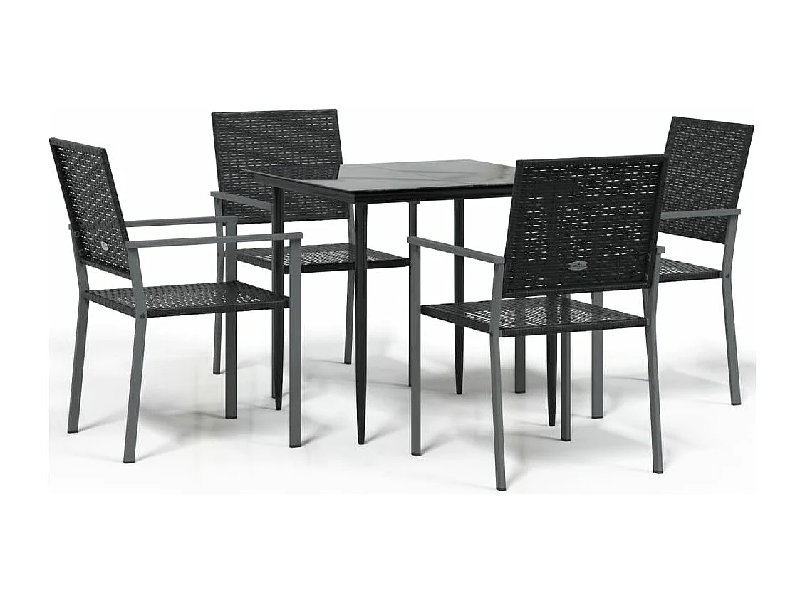 Ensemble à manger de jardin 5 pcs résine tressée acier BE94752
