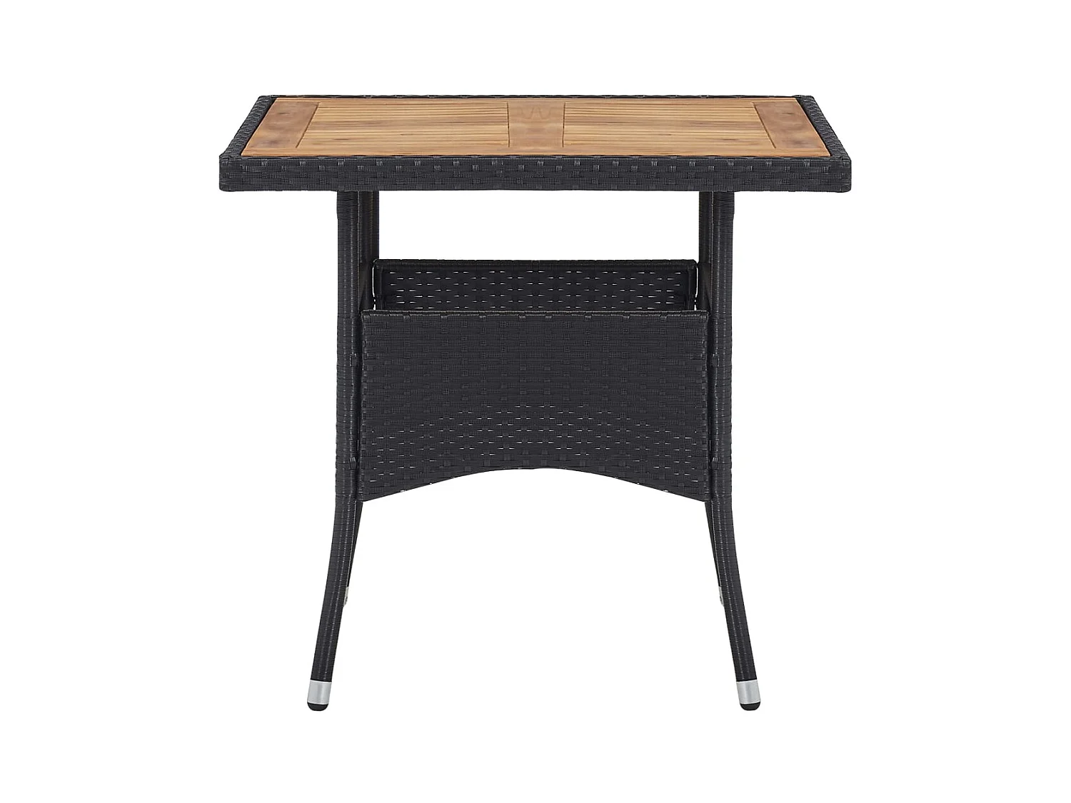 5-delige Tuinset poly rattan en massief acaciahout zwart NL321657