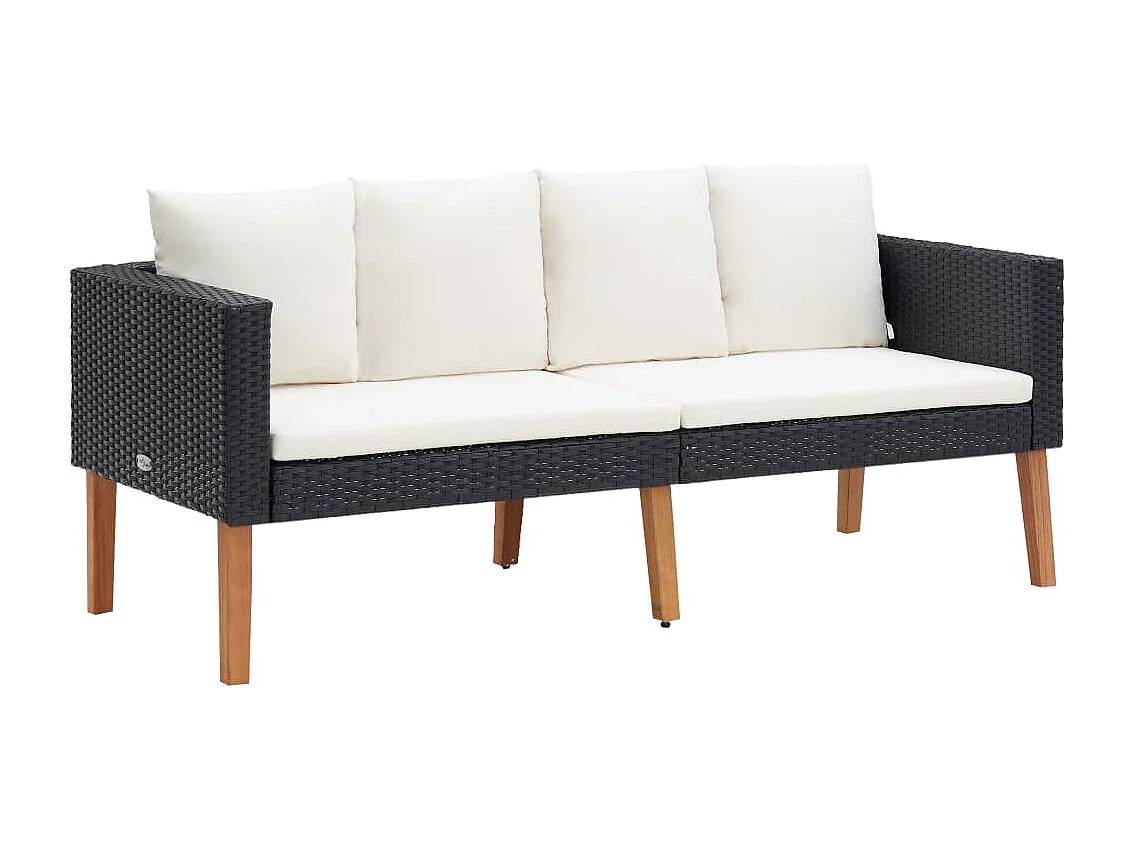 Salon de jardin 2 pcs avec coussins Résine tressée Noir BE63217