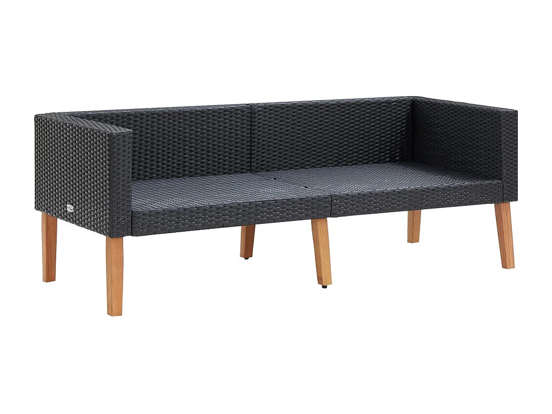 Salon de jardin 2 pcs avec coussins Résine tressée Noir BE63217