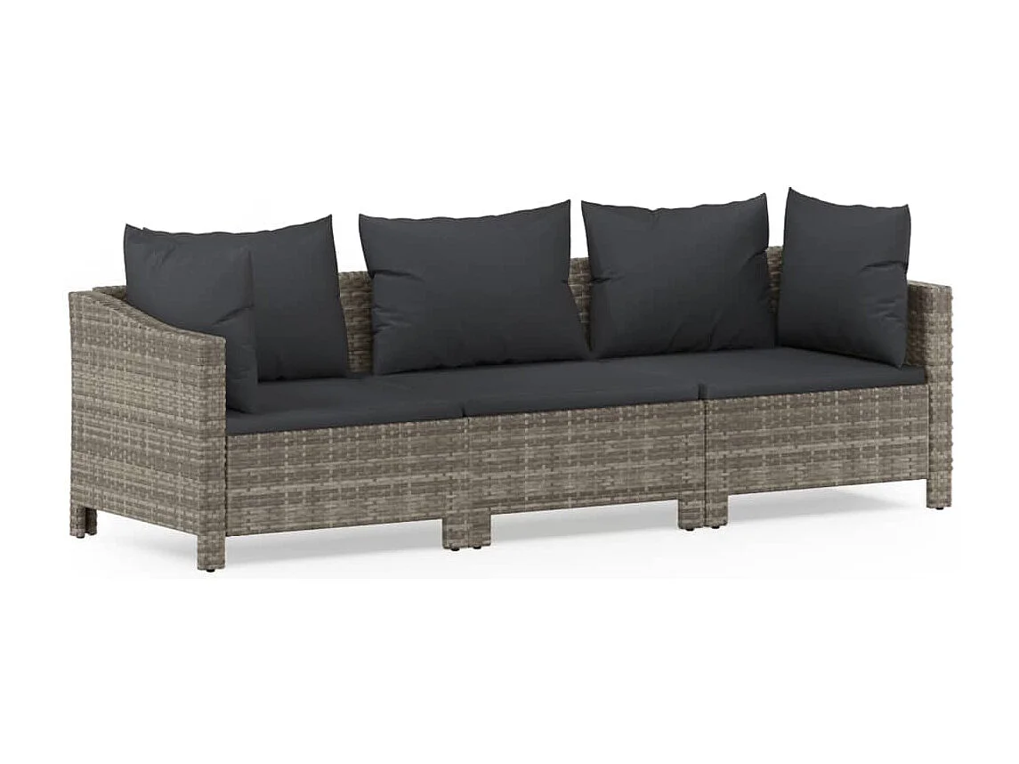 3-delige Loungeset met kussens poly rattan grijs NL63674