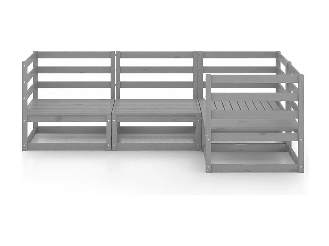 4 pcs conjunto lounge de jardim pinho maciço cinzento PT53668
