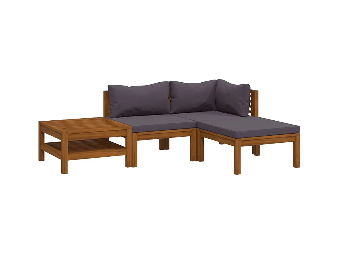 4-tlg. Garten-Sitzgruppe: Sofa + Tisch | Garten-Lounge-Set mit Auflage Massivholz Akazie -GKD279279
