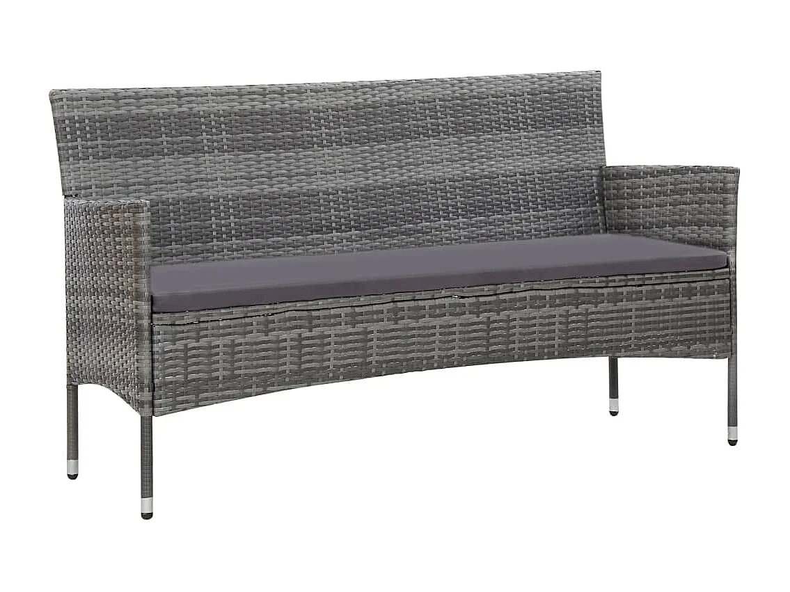 4-tlg. Garten-Sitzgruppe: Sofa + Tisch | Garten-Lounge-Set mit Auflagen Poly Rattan Grau -GKD407130
